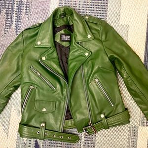 Straight to Hell Apparel Commando leather jacket in Cactus Green